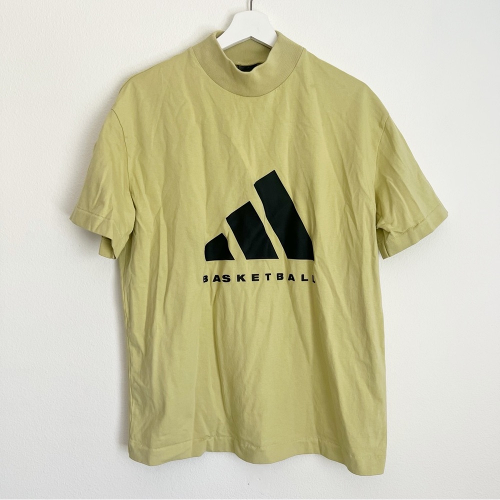 Adidas Cotton Jersey T Shirt Basketball Heavyweight Tee Gold Yellow Relaxed XS